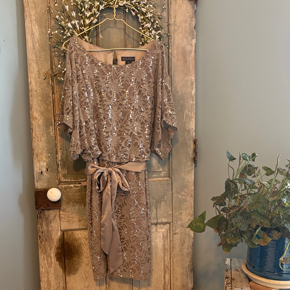 Jessica Howard Taupe Sequin Dress